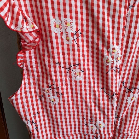 Red Gingham Daisy Summer Dress (XL/1X) - Picture 7 of 7